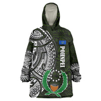 Pohnpei Federated States Of Micronesia Wearable Blanket Hoodie Polynesian Tribal Heritage Art With Kaselehlie State Seal TS04 One Size Green White - Polynesian Pride