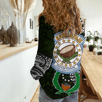Pohnpei Federated States Of Micronesia Women Casual Shirt Polynesian Tribal Heritage Art With Kaselehlie State Seal TS04 - Polynesian Pride