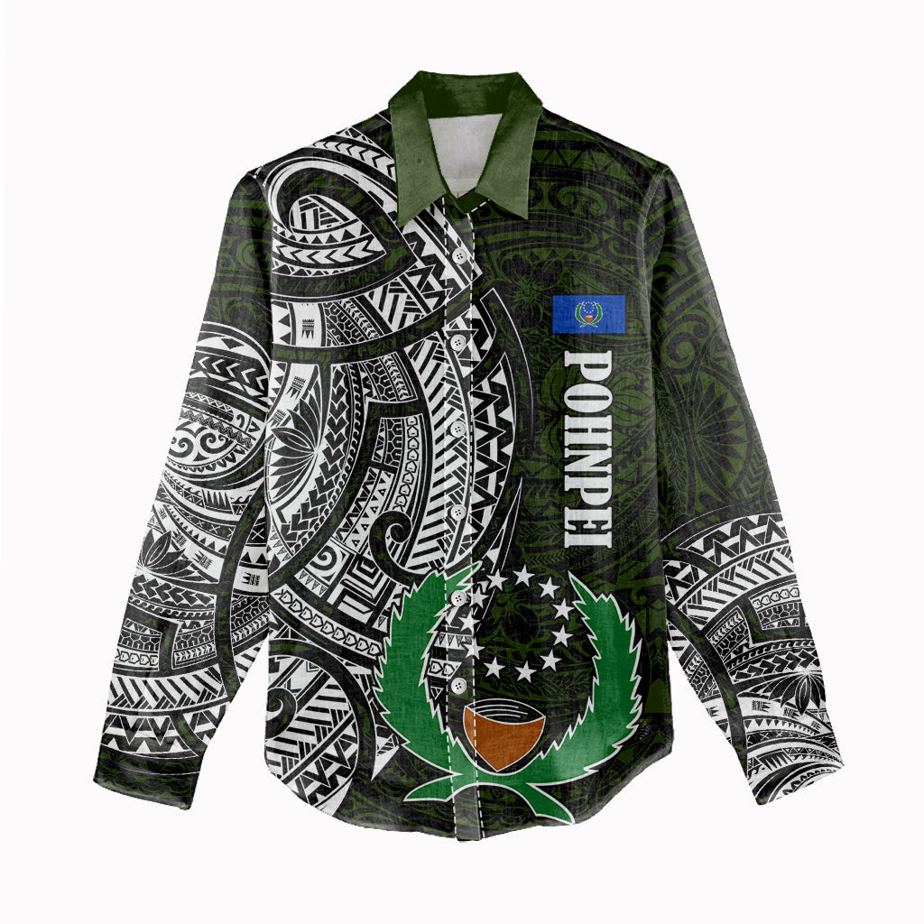 Pohnpei Federated States Of Micronesia Women Casual Shirt Polynesian Tribal Heritage Art With Kaselehlie State Seal TS04 - Polynesian Pride