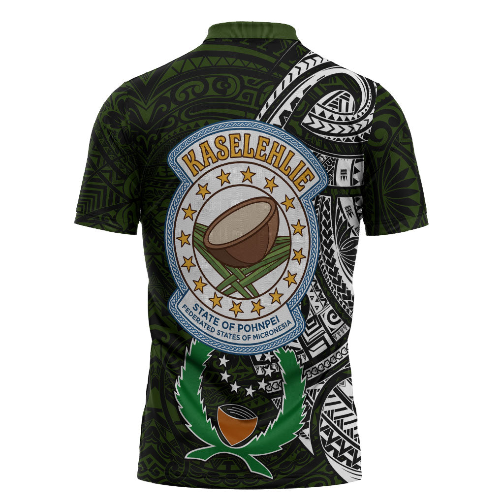 Pohnpei Federated States Of Micronesia Zipper Polo Shirt Polynesian Tribal Heritage Art With Kaselehlie State Seal TS04 - Polynesian Pride