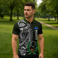 Pohnpei Federated States Of Micronesia Zipper Polo Shirt Polynesian Tribal Heritage Art With Kaselehlie State Seal TS04 - Polynesian Pride