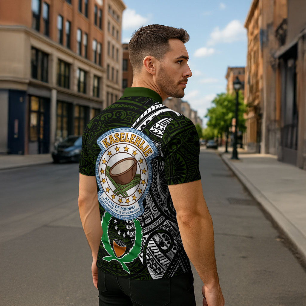 Pohnpei Federated States Of Micronesia Zipper Polo Shirt Polynesian Tribal Heritage Art With Kaselehlie State Seal TS04 - Polynesian Pride