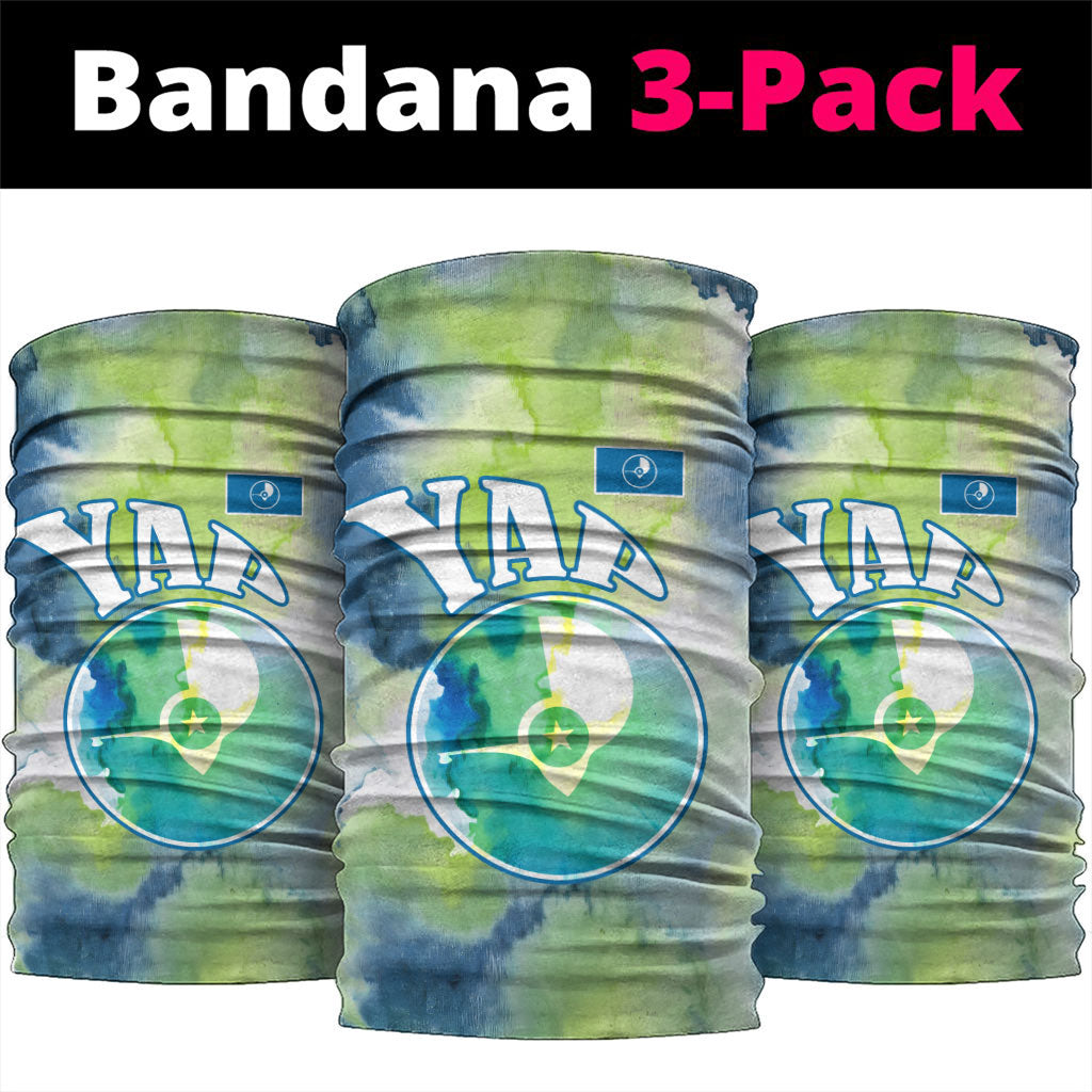 Yap Island Heritage Cultural Symbol Neck Gaiter Micronesian Flag Stone Money Watercolor Abstract Art Design TS04 package One Size: 25*50cm Green Blue - Polynesian Pride