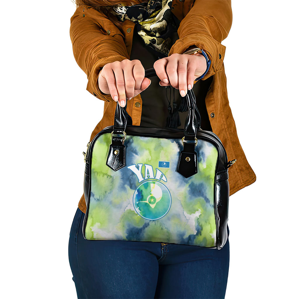 Yap Island Heritage Cultural Symbol Shoulder Handbag Micronesian Flag Stone Money Watercolor Abstract Art Design TS04 One Size Green Blue - Polynesian Pride