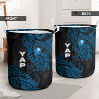 Yap Island Tribal Heritage Laundry Basket Micronesian Polynesian Tattoo Pattern Blue Black Cultural Art TS04 - Polynesian Pride