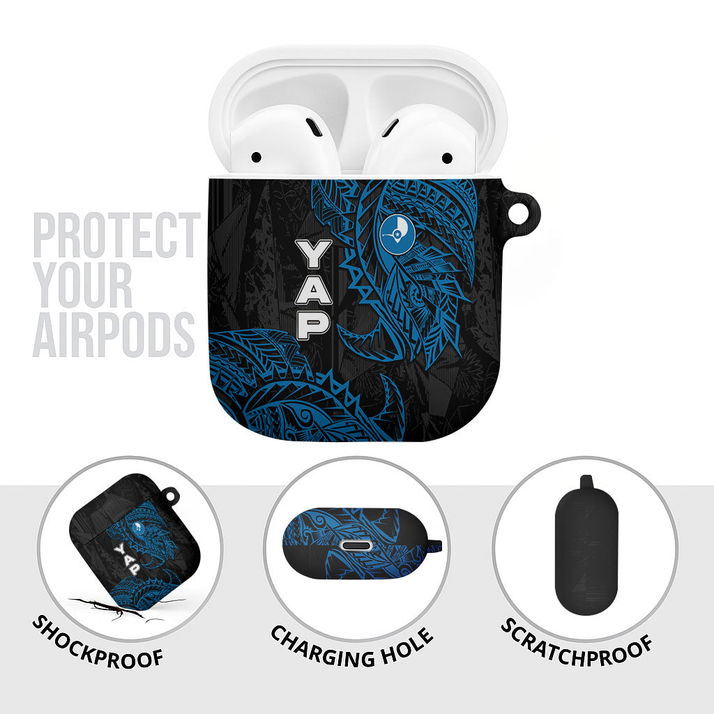 Yap Island Tribal Heritage AirPods Case Micronesian Polynesian Tattoo Pattern Blue Black Cultural Art TS04 - Polynesian Pride