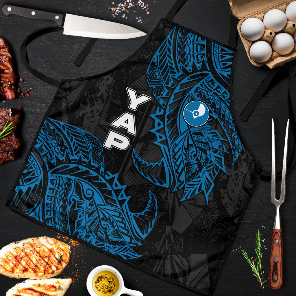 Yap Island Tribal Heritage Apron Micronesian Polynesian Tattoo Pattern Blue Black Cultural Art TS04 Black Blue - Polynesian Pride