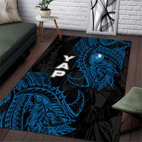 Yap Island Tribal Heritage Area Rug Micronesian Polynesian Tattoo Pattern Blue Black Cultural Art TS04 Black Blue - Polynesian Pride