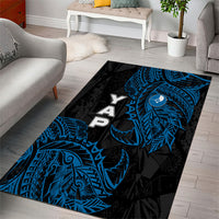 Yap Island Tribal Heritage Area Rug Micronesian Polynesian Tattoo Pattern Blue Black Cultural Art TS04 - Polynesian Pride
