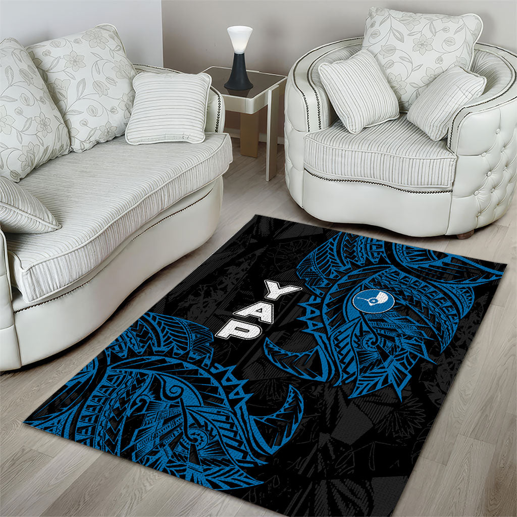 Yap Island Tribal Heritage Area Rug Micronesian Polynesian Tattoo Pattern Blue Black Cultural Art TS04 - Polynesian Pride