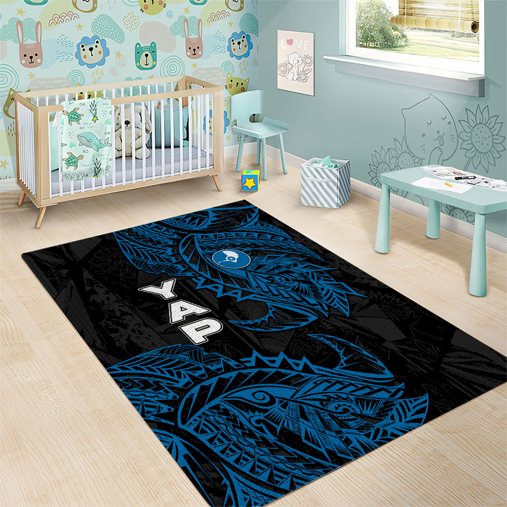 Yap Island Tribal Heritage Area Rug Micronesian Polynesian Tattoo Pattern Blue Black Cultural Art TS04 - Polynesian Pride
