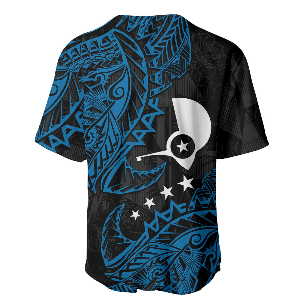 Yap Island Tribal Heritage Baseball Jersey Micronesian Polynesian Tattoo Pattern Blue Black Cultural Art TS04 - Polynesian Pride