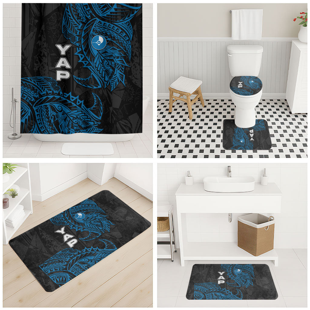 Yap Island Tribal Heritage Bathroom Set Micronesian Polynesian Tattoo Pattern Blue Black Cultural Art TS04 - Polynesian Pride