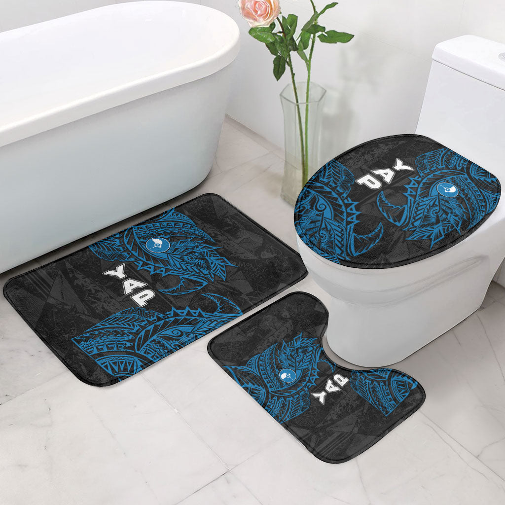 Yap Island Tribal Heritage Bathroom Set Micronesian Polynesian Tattoo Pattern Blue Black Cultural Art TS04 - Polynesian Pride