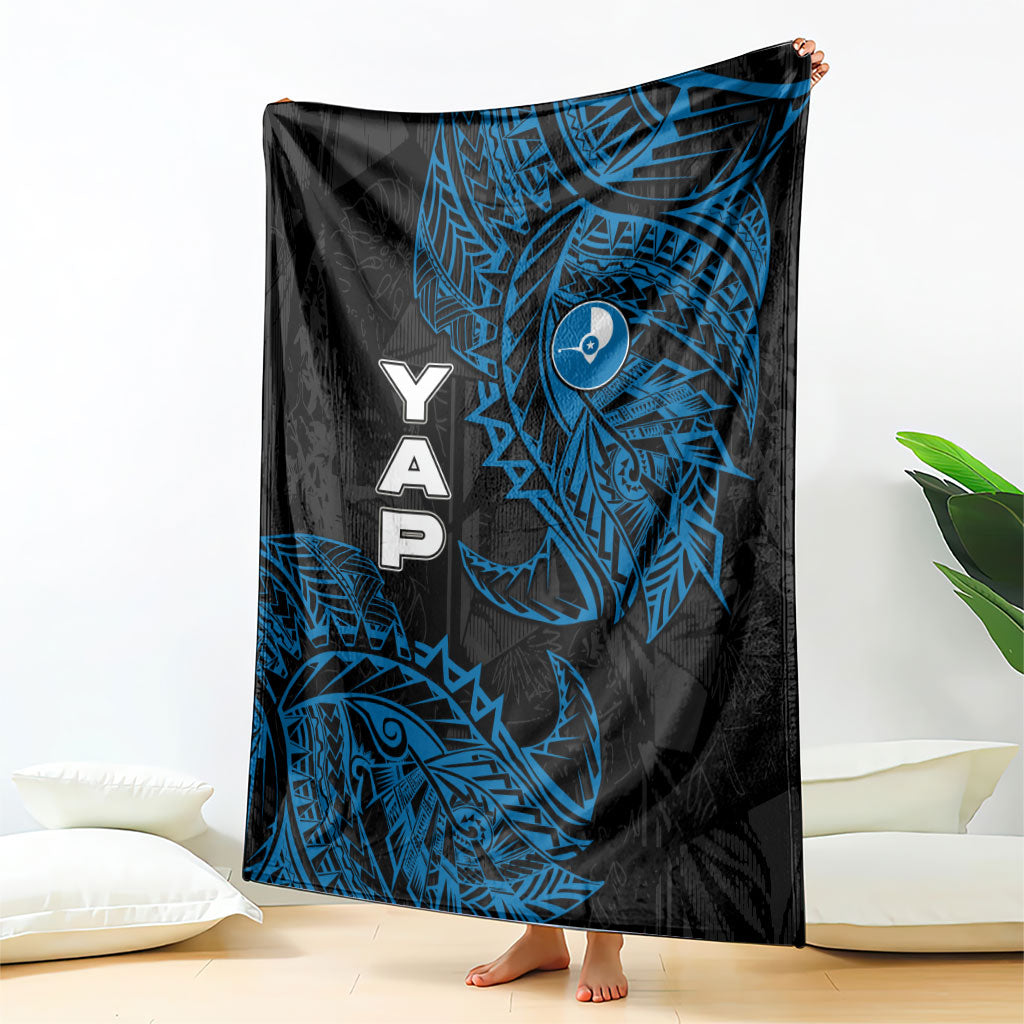 Yap Island Tribal Heritage Blanket Micronesian Polynesian Tattoo Pattern Blue Black Cultural Art TS04 - Polynesian Pride