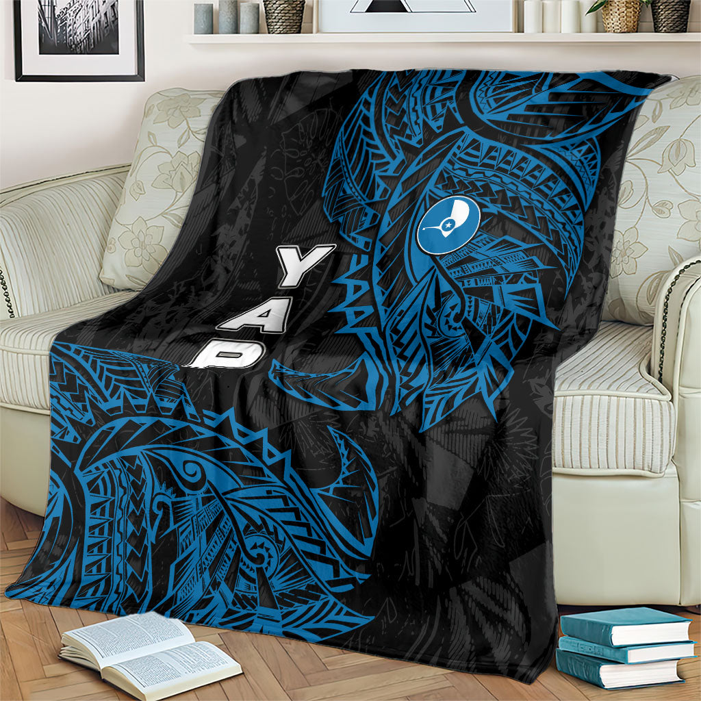 Yap Island Tribal Heritage Blanket Micronesian Polynesian Tattoo Pattern Blue Black Cultural Art TS04 - Polynesian Pride