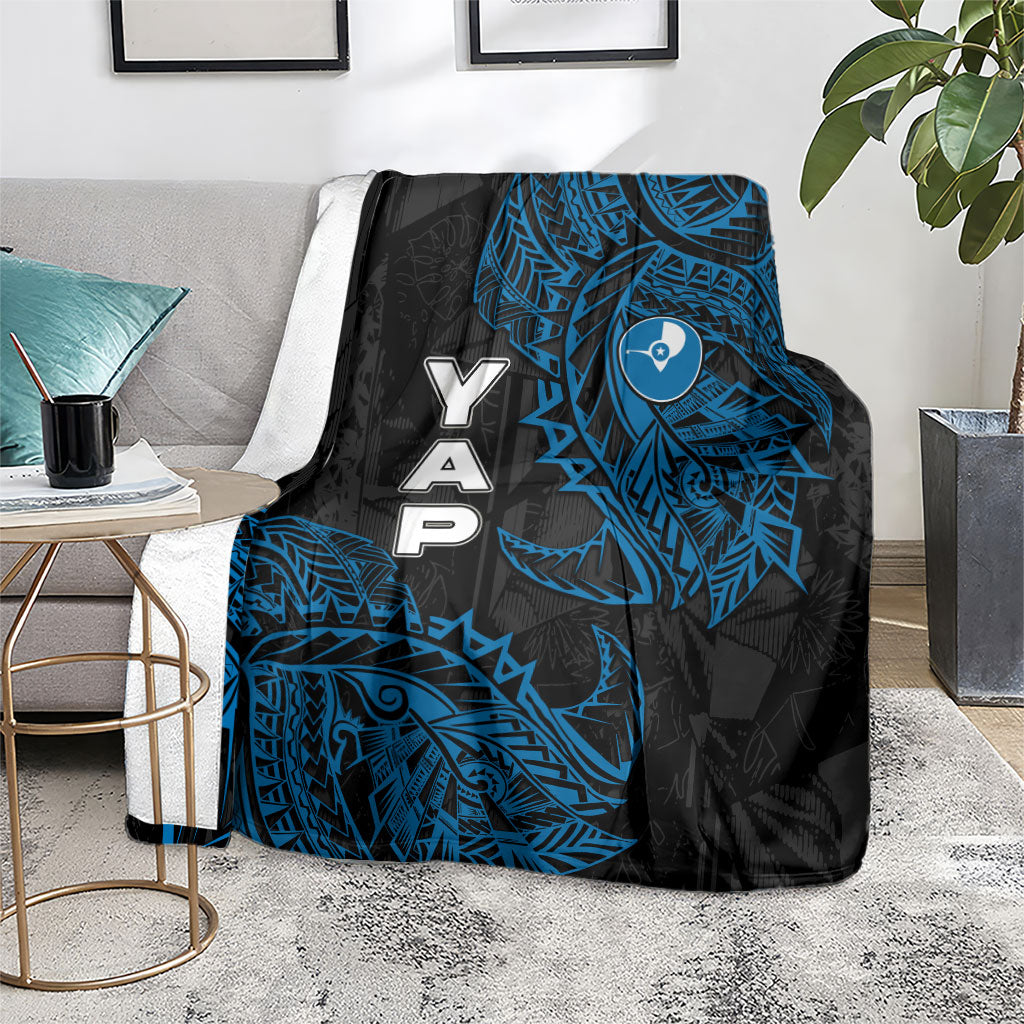 Yap Island Tribal Heritage Blanket Micronesian Polynesian Tattoo Pattern Blue Black Cultural Art TS04 - Polynesian Pride