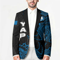 Yap Island Tribal Heritage Blazer Micronesian Polynesian Tattoo Pattern Blue Black Cultural Art TS04 - Polynesian Pride