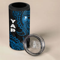 Yap Island Tribal Heritage 4 in 1 Can Cooler Tumbler Micronesian Polynesian Tattoo Pattern Blue Black Cultural Art TS04 - Polynesian Pride