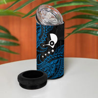 Yap Island Tribal Heritage 4 in 1 Can Cooler Tumbler Micronesian Polynesian Tattoo Pattern Blue Black Cultural Art TS04 - Polynesian Pride