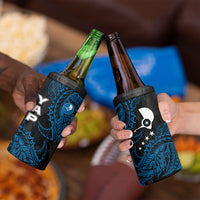 Yap Island Tribal Heritage 4 in 1 Can Cooler Tumbler Micronesian Polynesian Tattoo Pattern Blue Black Cultural Art TS04 - Polynesian Pride