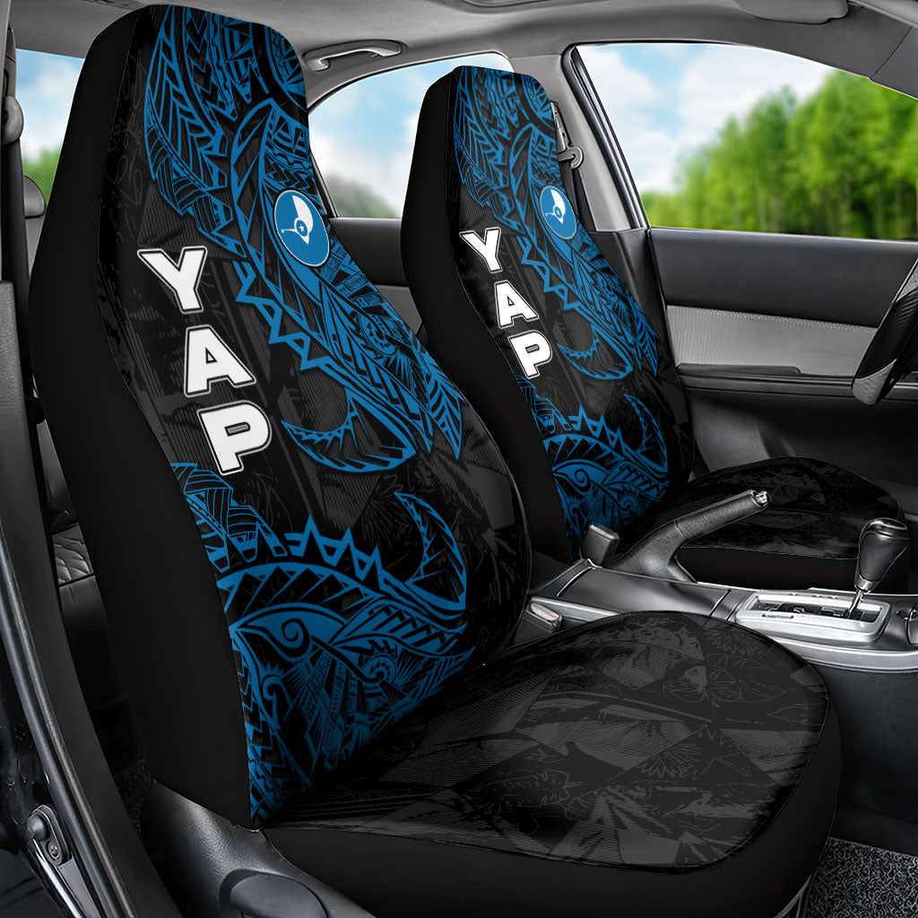 Yap Island Tribal Heritage Car Seat Cover Micronesian Polynesian Tattoo Pattern Blue Black Cultural Art TS04 - Polynesian Pride