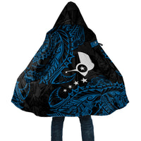 Yap Island Tribal Heritage Cloak Micronesian Polynesian Tattoo Pattern Blue Black Cultural Art TS04 Unisex Black Blue - Polynesian Pride