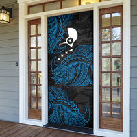 Yap Island Tribal Heritage Door Cover Micronesian Polynesian Tattoo Pattern Blue Black Cultural Art TS04 - Polynesian Pride