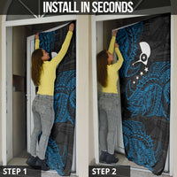 Yap Island Tribal Heritage Door Cover Micronesian Polynesian Tattoo Pattern Blue Black Cultural Art TS04 - Polynesian Pride