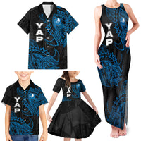 Yap Island Tribal Heritage Family Matching Tank Maxi Dress and Hawaiian Shirt Micronesian Polynesian Tattoo Pattern Blue Black Cultural Art TS04 - Polynesian Pride