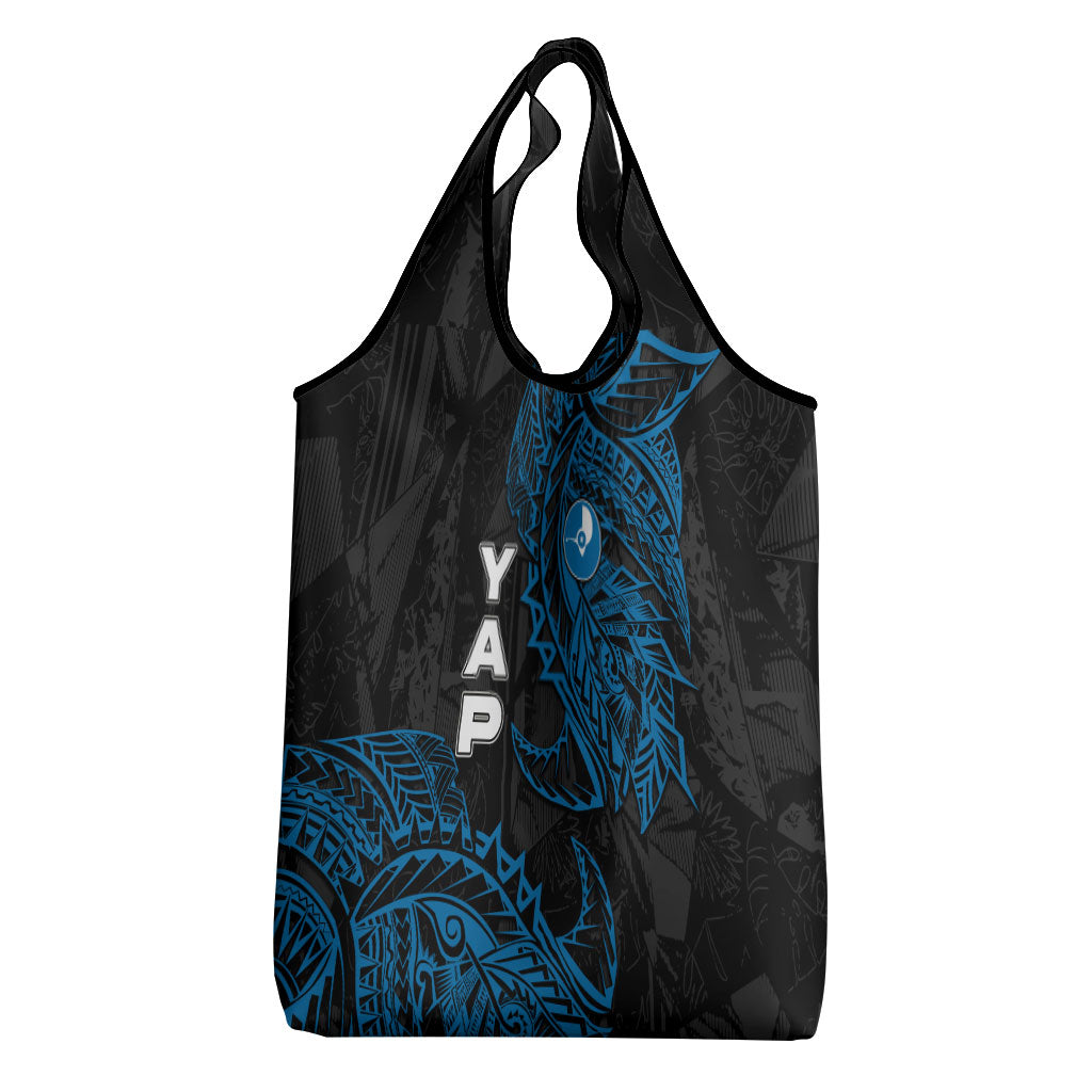 Yap Island Tribal Heritage Grocery Bag Micronesian Polynesian Tattoo Pattern Blue Black Cultural Art TS04 - Polynesian Pride