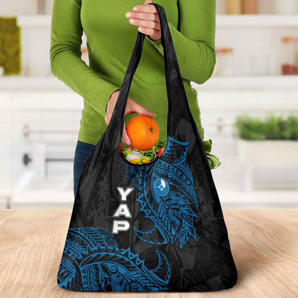 Yap Island Tribal Heritage Grocery Bag Micronesian Polynesian Tattoo Pattern Blue Black Cultural Art TS04 - Polynesian Pride