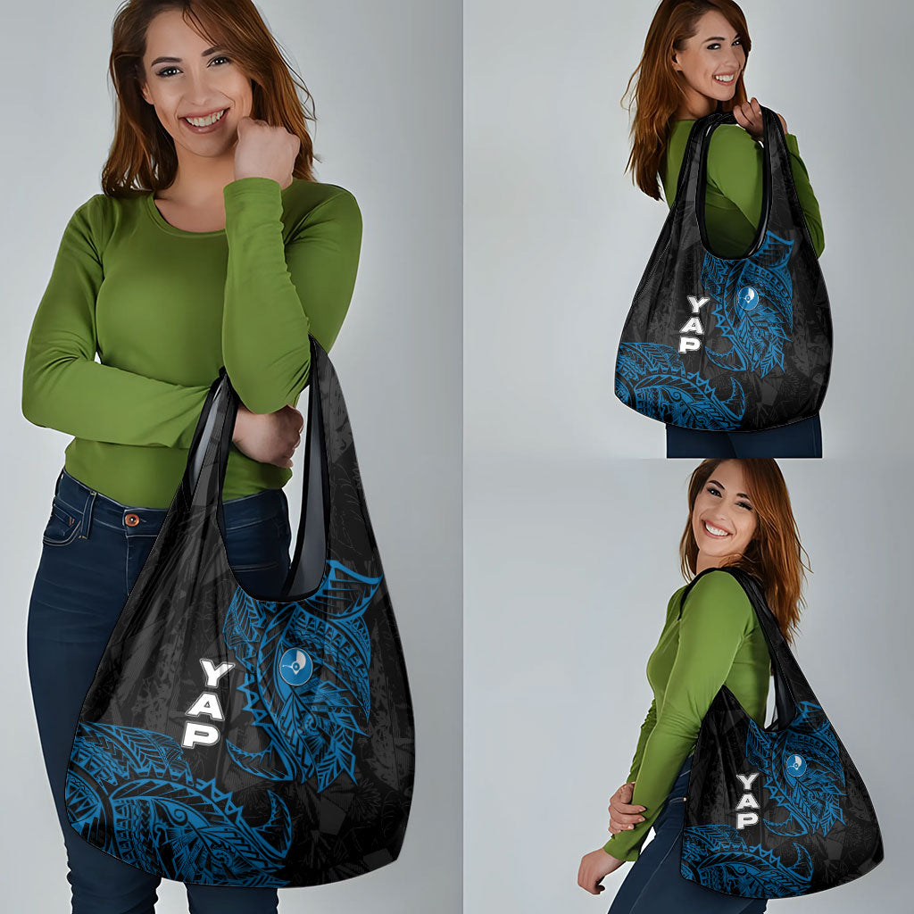 Yap Island Tribal Heritage Grocery Bag Micronesian Polynesian Tattoo Pattern Blue Black Cultural Art TS04 - Polynesian Pride
