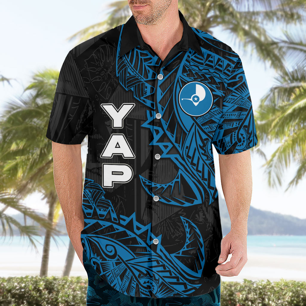 Yap Island Tribal Heritage Hawaiian Shirt Micronesian Polynesian Tattoo Pattern Blue Black Cultural Art TS04 - Polynesian Pride