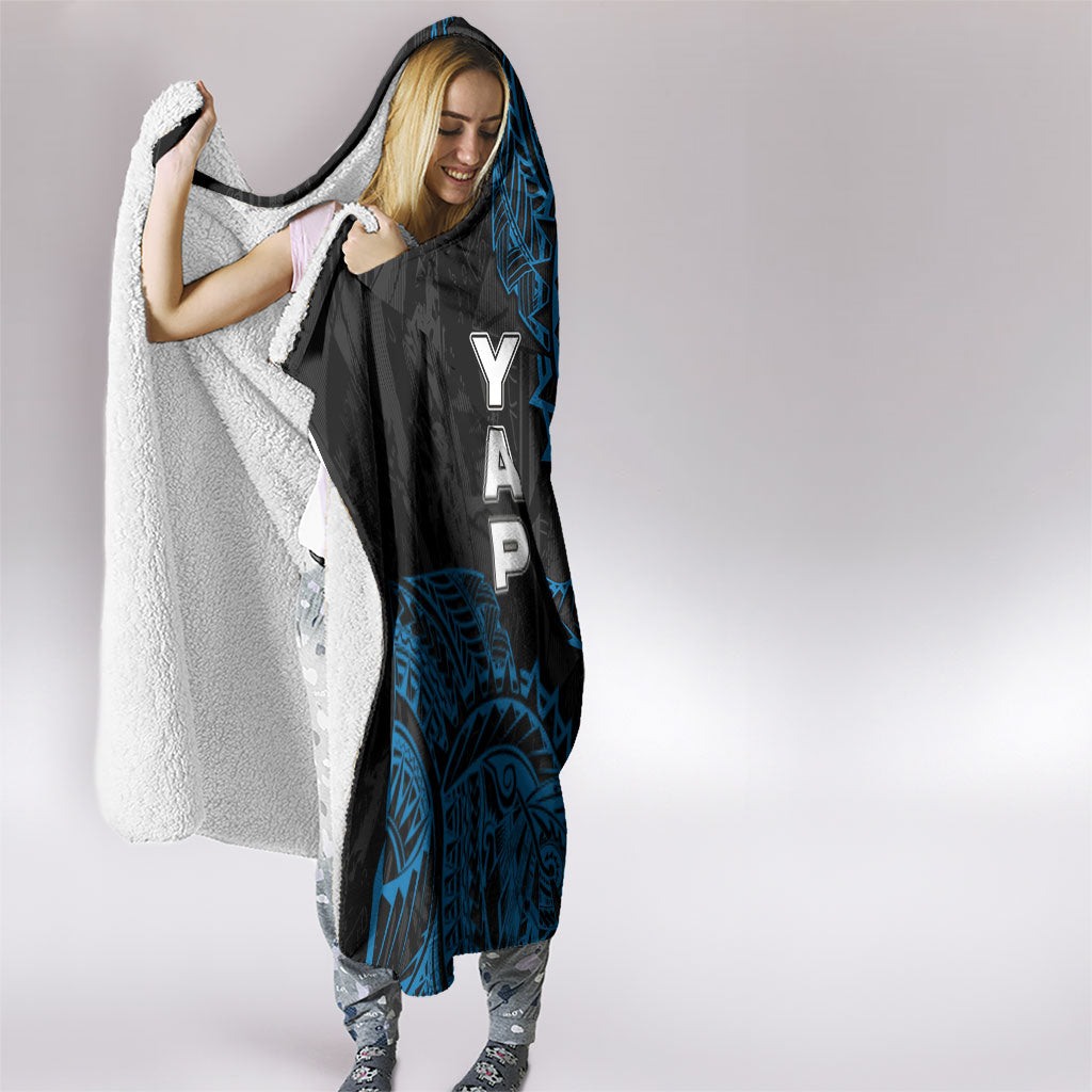 Yap Island Tribal Heritage Hooded Blanket Micronesian Polynesian Tattoo Pattern Blue Black Cultural Art TS04 - Polynesian Pride