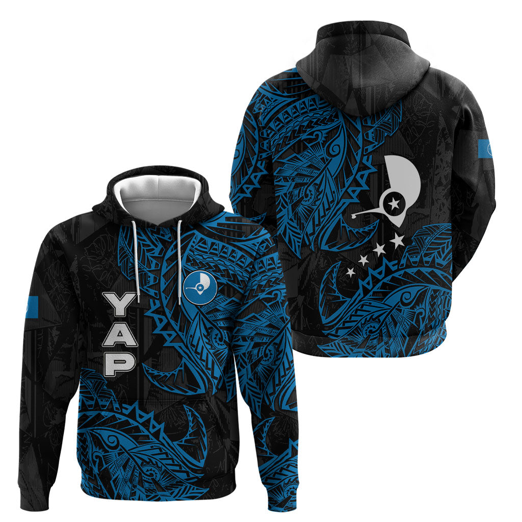 Yap Island Tribal Heritage Hoodie Micronesian Polynesian Tattoo Pattern Blue Black Cultural Art TS04 - Polynesian Pride