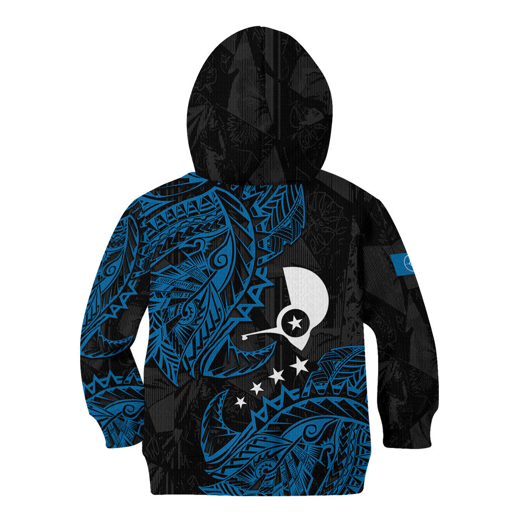 Yap Island Tribal Heritage Kid Hoodie Micronesian Polynesian Tattoo Pattern Blue Black Cultural Art TS04 - Polynesian Pride