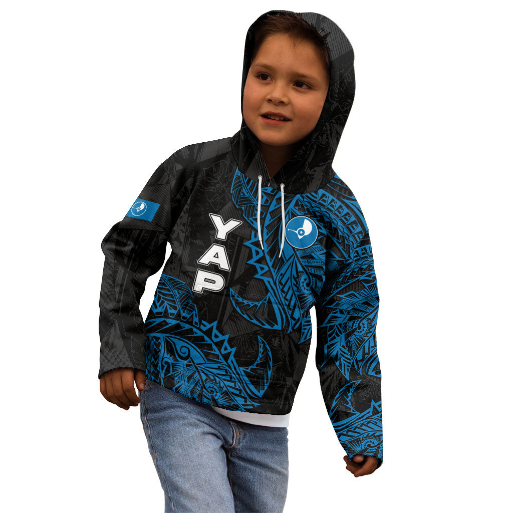 Yap Island Tribal Heritage Kid Hoodie Micronesian Polynesian Tattoo Pattern Blue Black Cultural Art TS04 - Polynesian Pride