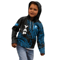 Yap Island Tribal Heritage Kid Hoodie Micronesian Polynesian Tattoo Pattern Blue Black Cultural Art TS04 - Polynesian Pride