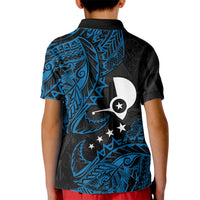 Yap Island Tribal Heritage Kid Polo Shirt Micronesian Polynesian Tattoo Pattern Blue Black Cultural Art TS04 - Polynesian Pride