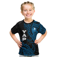 Yap Island Tribal Heritage Kid T Shirt Micronesian Polynesian Tattoo Pattern Blue Black Cultural Art TS04 Black Blue - Polynesian Pride
