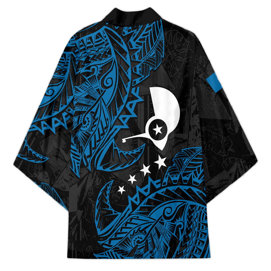 Yap Island Tribal Heritage Kimono Micronesian Polynesian Tattoo Pattern Blue Black Cultural Art TS04 - Polynesian Pride
