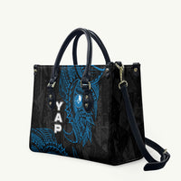 Yap Island Tribal Heritage Leather Bag Micronesian Polynesian Tattoo Pattern Blue Black Cultural Art TS04 Black Blue - Polynesian Pride