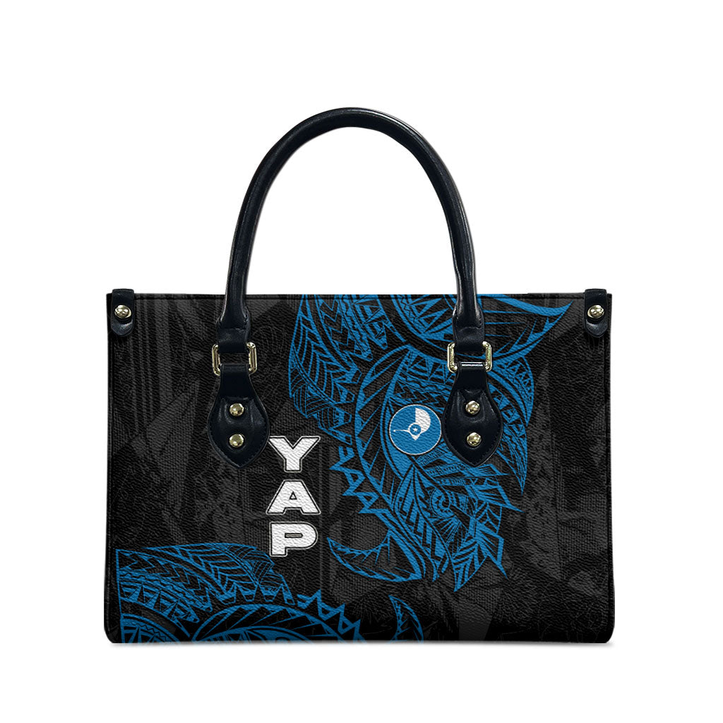 Yap Island Tribal Heritage Leather Bag Micronesian Polynesian Tattoo Pattern Blue Black Cultural Art TS04 - Polynesian Pride