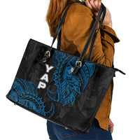 Yap Island Tribal Heritage Leather Tote Bag Micronesian Polynesian Tattoo Pattern Blue Black Cultural Art TS04 - Polynesian Pride