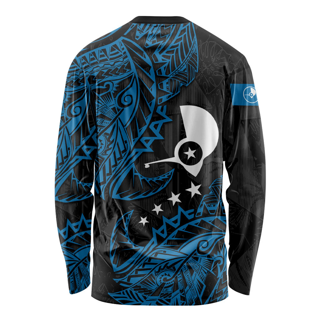 Yap Island Tribal Heritage Long Sleeve Shirt Micronesian Polynesian Tattoo Pattern Blue Black Cultural Art TS04 - Polynesian Pride