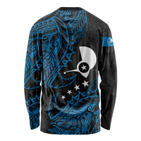 Yap Island Tribal Heritage Long Sleeve Shirt Micronesian Polynesian Tattoo Pattern Blue Black Cultural Art TS04 - Polynesian Pride