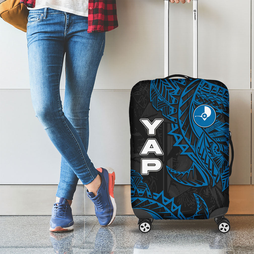 Yap Island Tribal Heritage Luggage Cover Micronesian Polynesian Tattoo Pattern Blue Black Cultural Art TS04 - Polynesian Pride