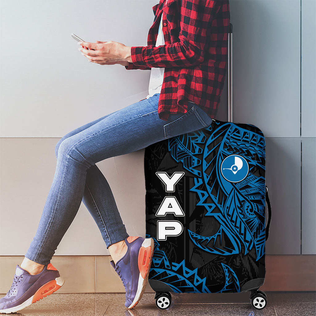 Yap Island Tribal Heritage Luggage Cover Micronesian Polynesian Tattoo Pattern Blue Black Cultural Art TS04 - Polynesian Pride