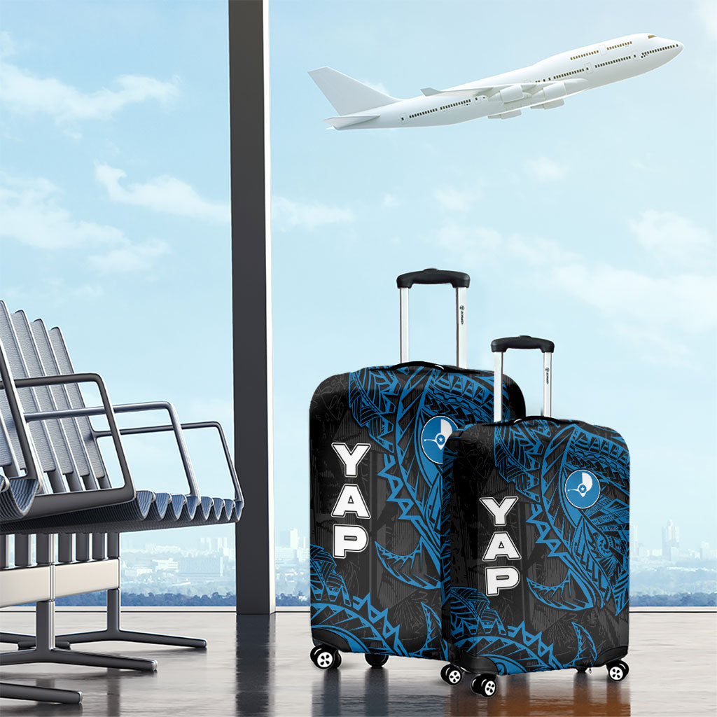 Yap Island Tribal Heritage Luggage Cover Micronesian Polynesian Tattoo Pattern Blue Black Cultural Art TS04 - Polynesian Pride